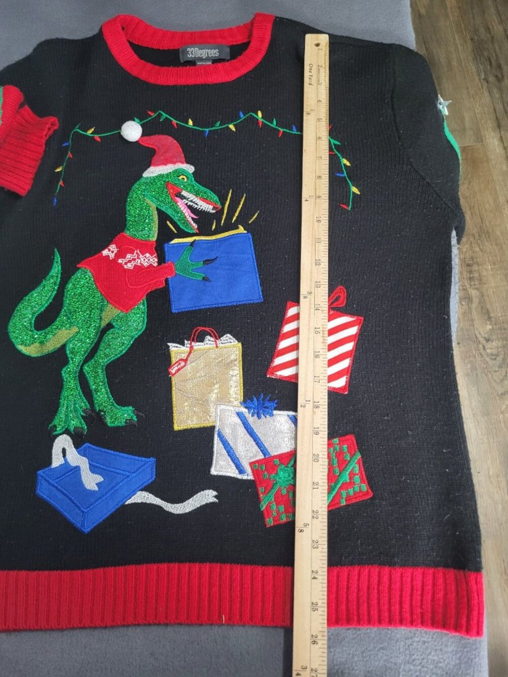 Dinosaur T Rex Presents Ugly Funny Christmas Sweater Party Holiday LG Unisex - Picture 5 of 9